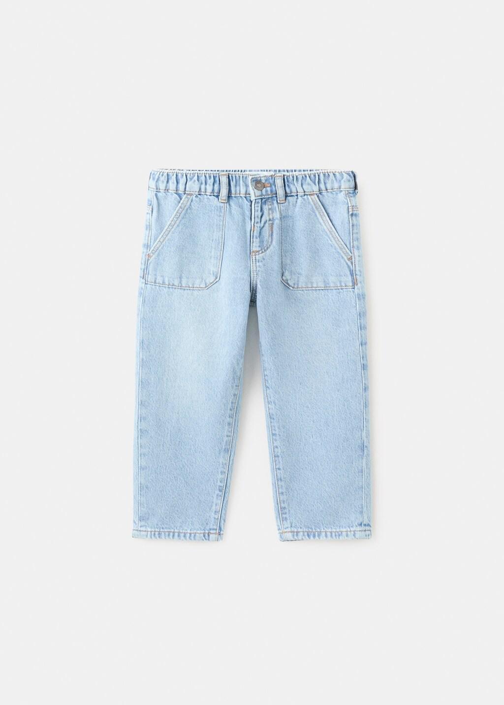 Blue Straight Jeans With Elasticated Waistband, Baby Boys, Open Blue, large image number 5