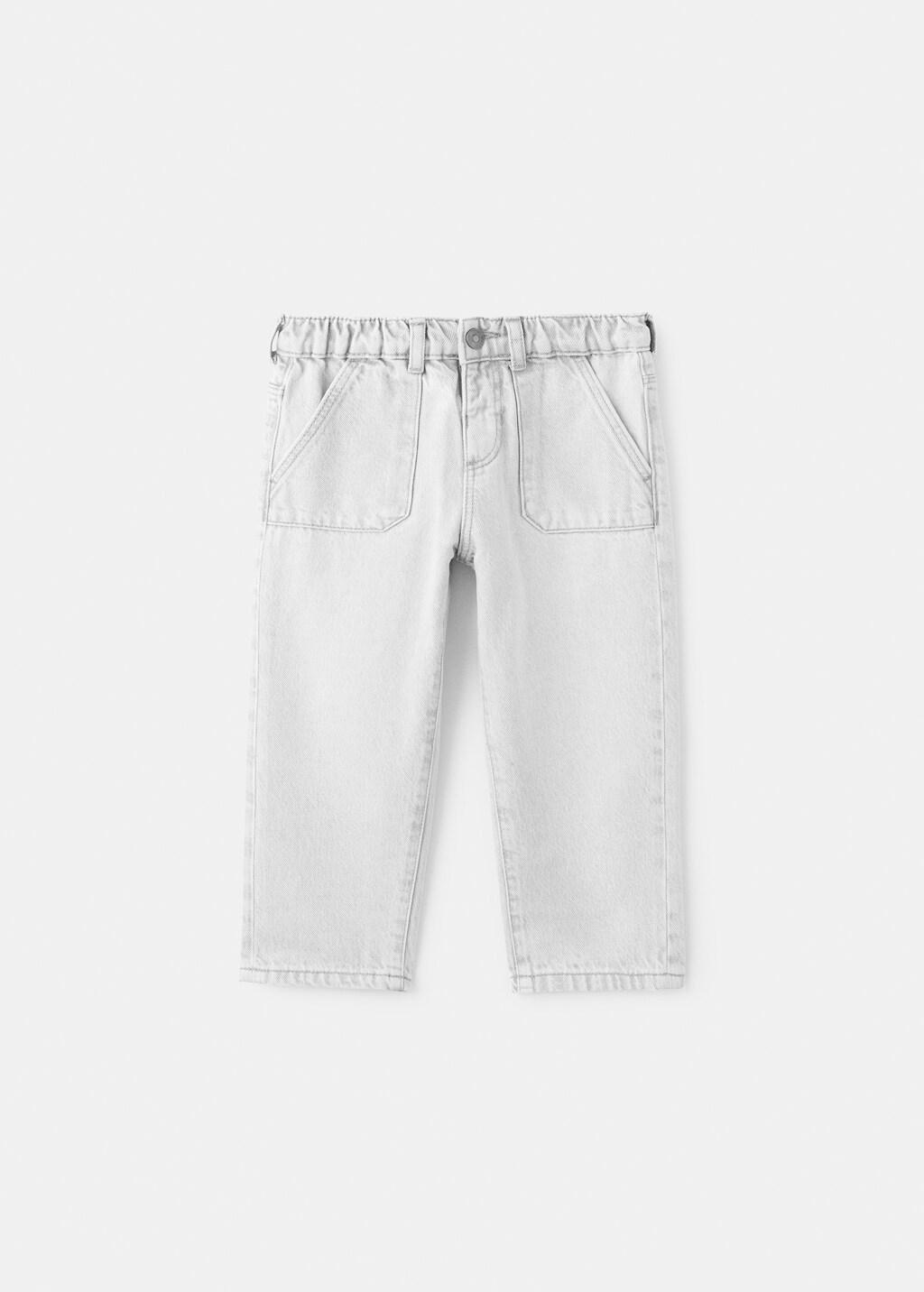 Grey Straight Jeans With Elasticated Waistband, Baby Boys, Open Grey, large image number 0