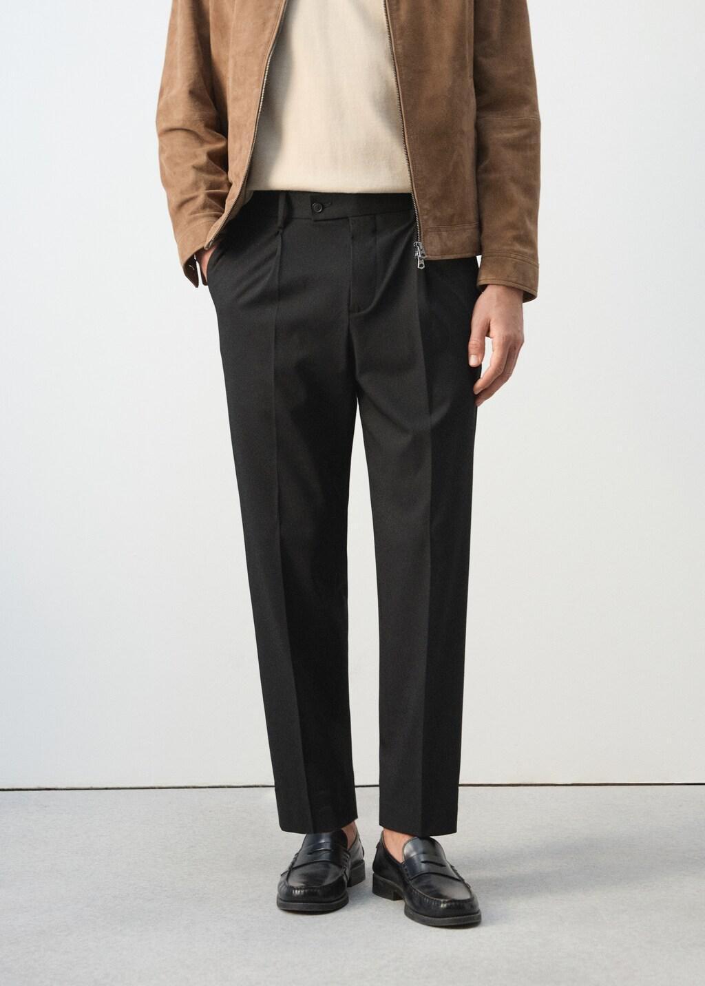 Black Boston Regular-Fit Suit Trousers, Black, large image number 3