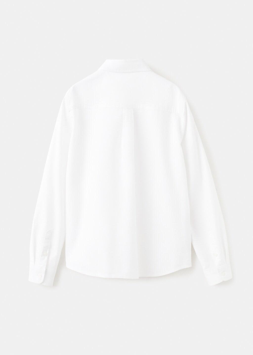 White Oxford Cotton Shirt, Kids Boys, White, medium