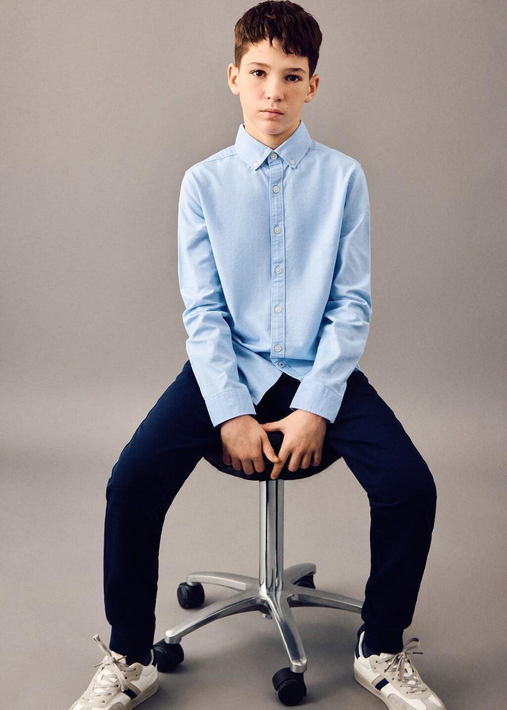 Blue Lt-Pastel Oxford Cotton Shirt, Kids Boy, Light-Pastel Blue, large image number 0