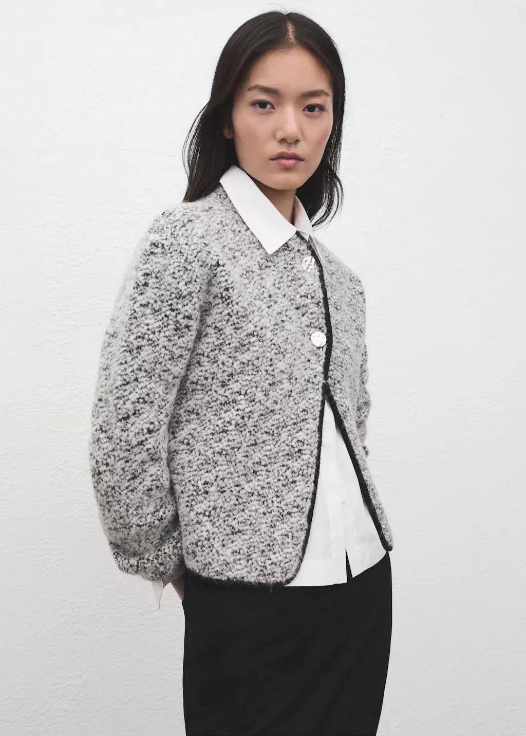 Black Flecked Cotton-Blend Jacket, 0201_99, large image number 3