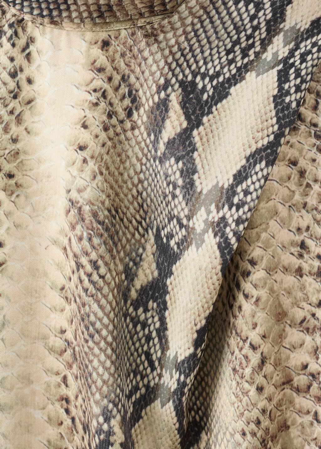 Brown Animal-Print Blouse With Scarf, Brown, medium