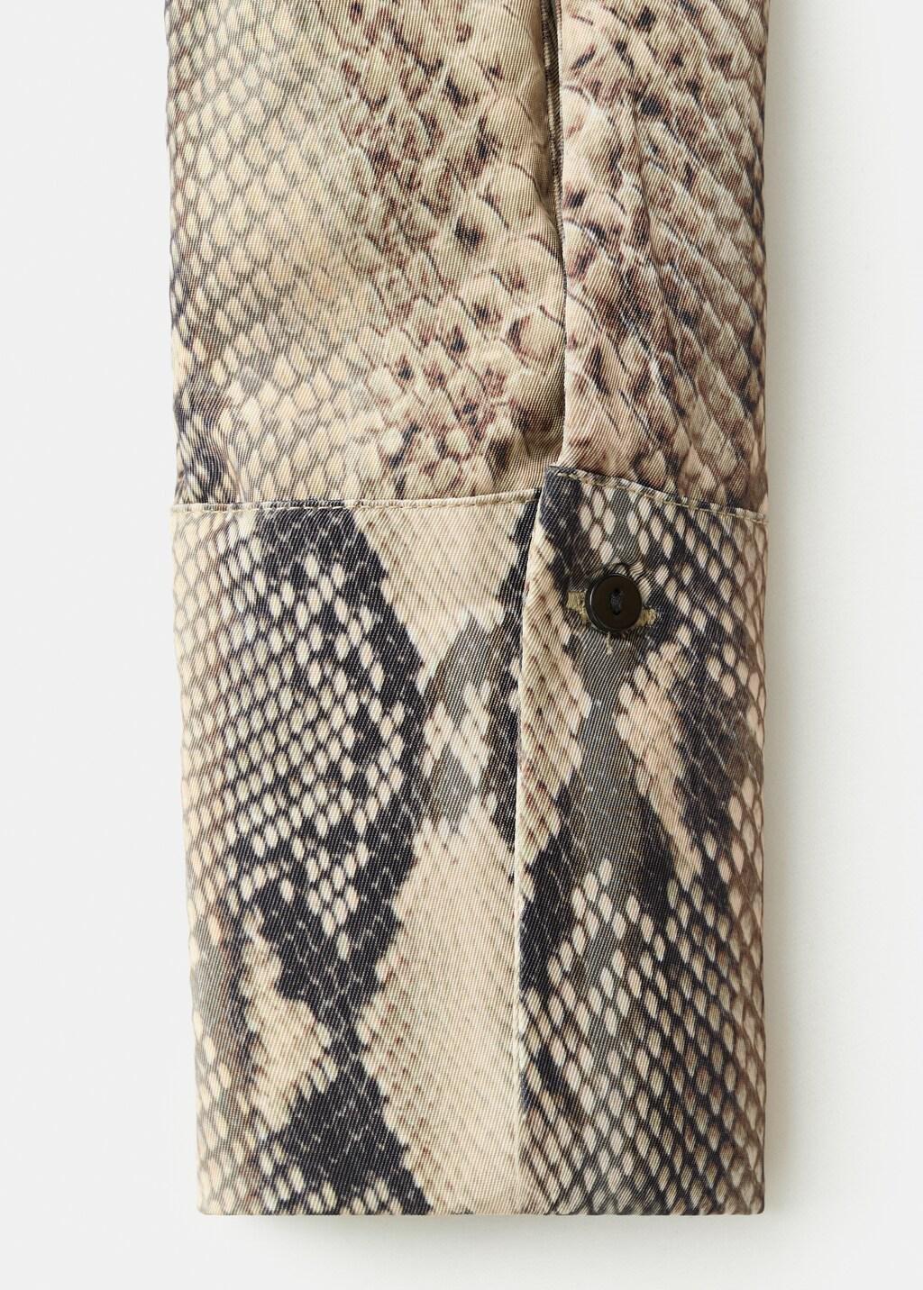 Brown Animal-Print Blouse With Scarf, Brown, large image number 5