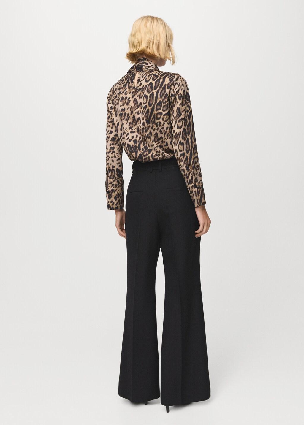 BLACK Animal-print blouse with scarf, Black, large image number 2