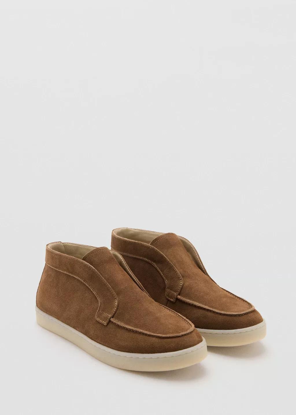 Brown Suede Leather Ankle Boots, Brown, large image number 0
