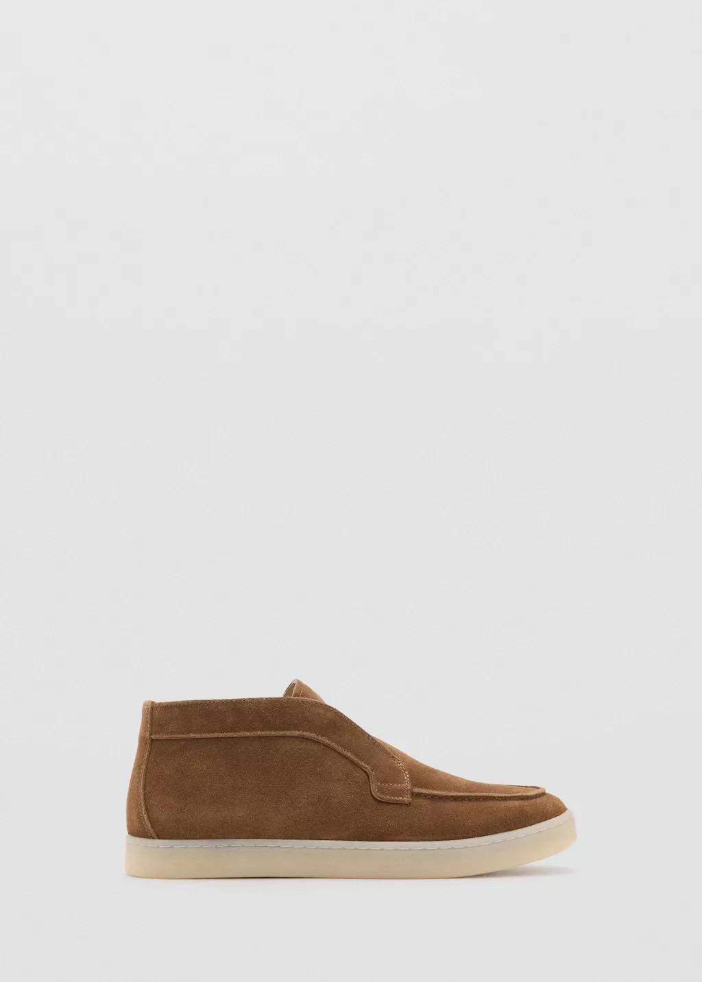 Brown Suede Leather Ankle Boots, Brown, large image number 3