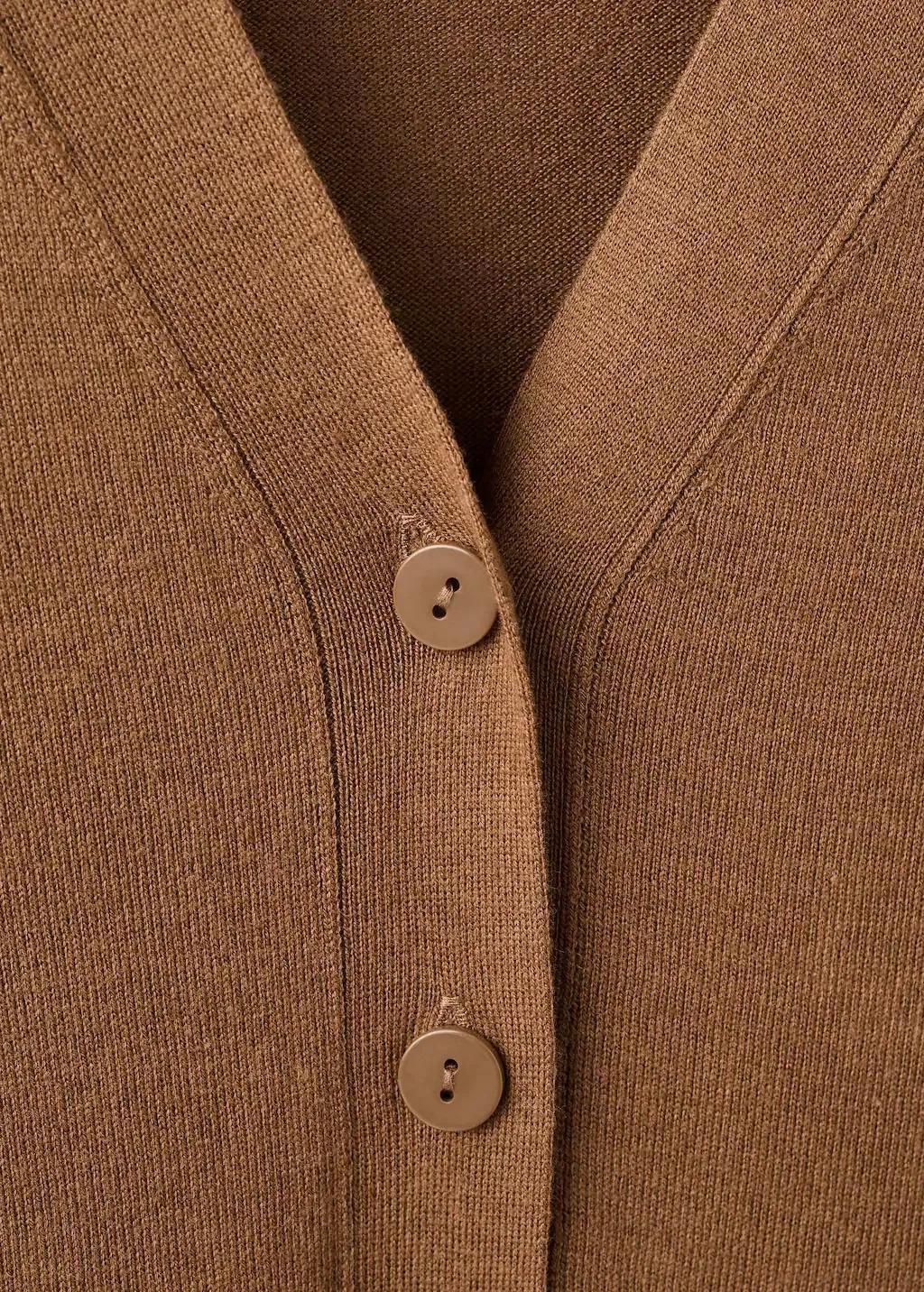 Brown V-Neck Knitted Cardigan, Medium Brown, large image number 1