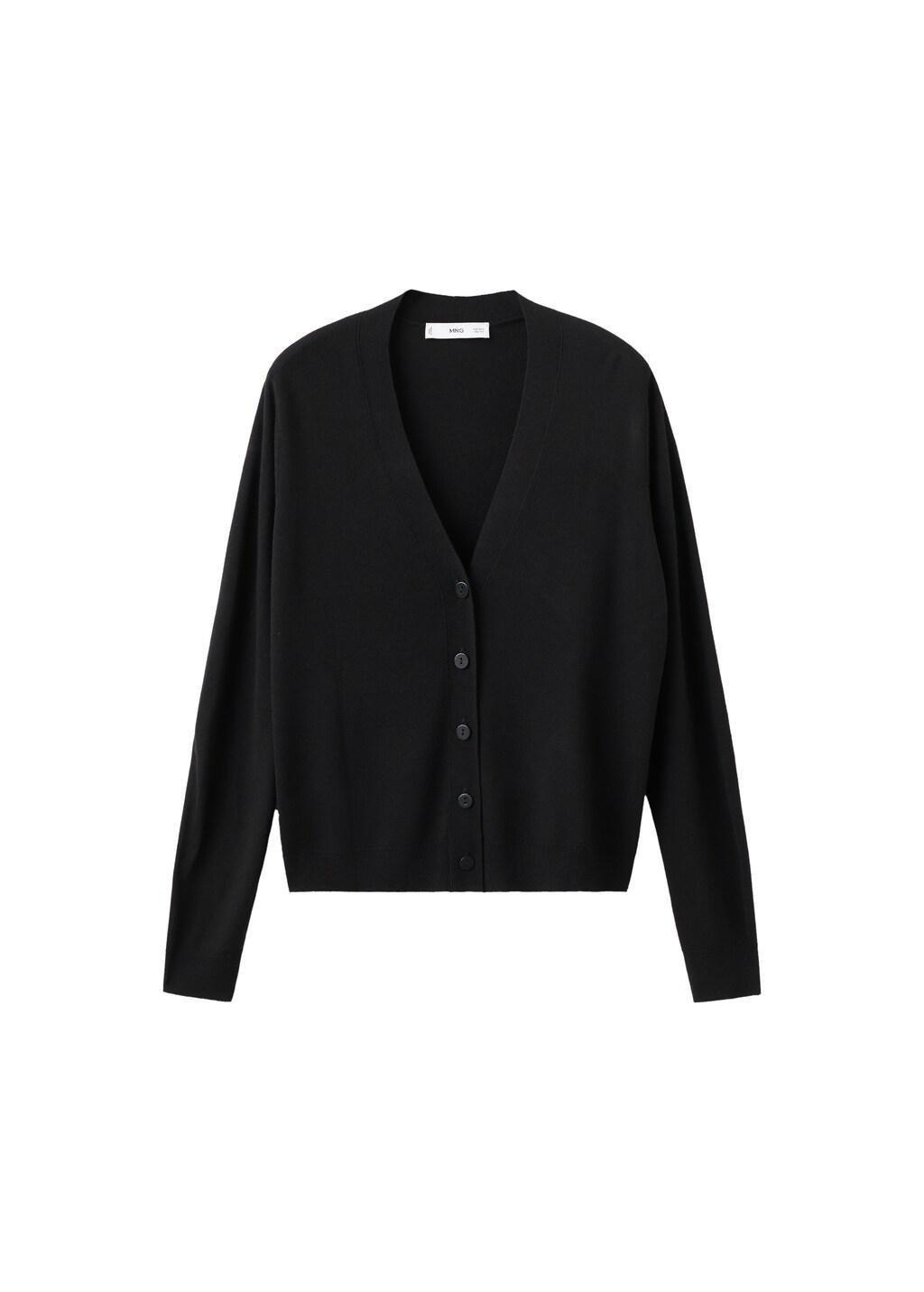 Black V-Neck Knitted Cardigan, 0201_99, large image number 7