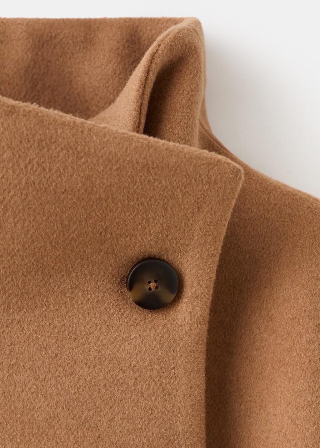 Brown Wool-Blend Funnel-Neck Coat, Medium Brown, large image number 1