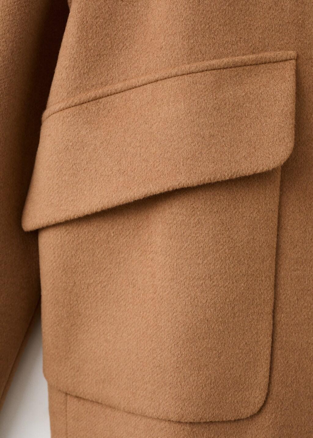 Brown Wool-Blend Funnel-Neck Coat, Medium Brown, large image number 5