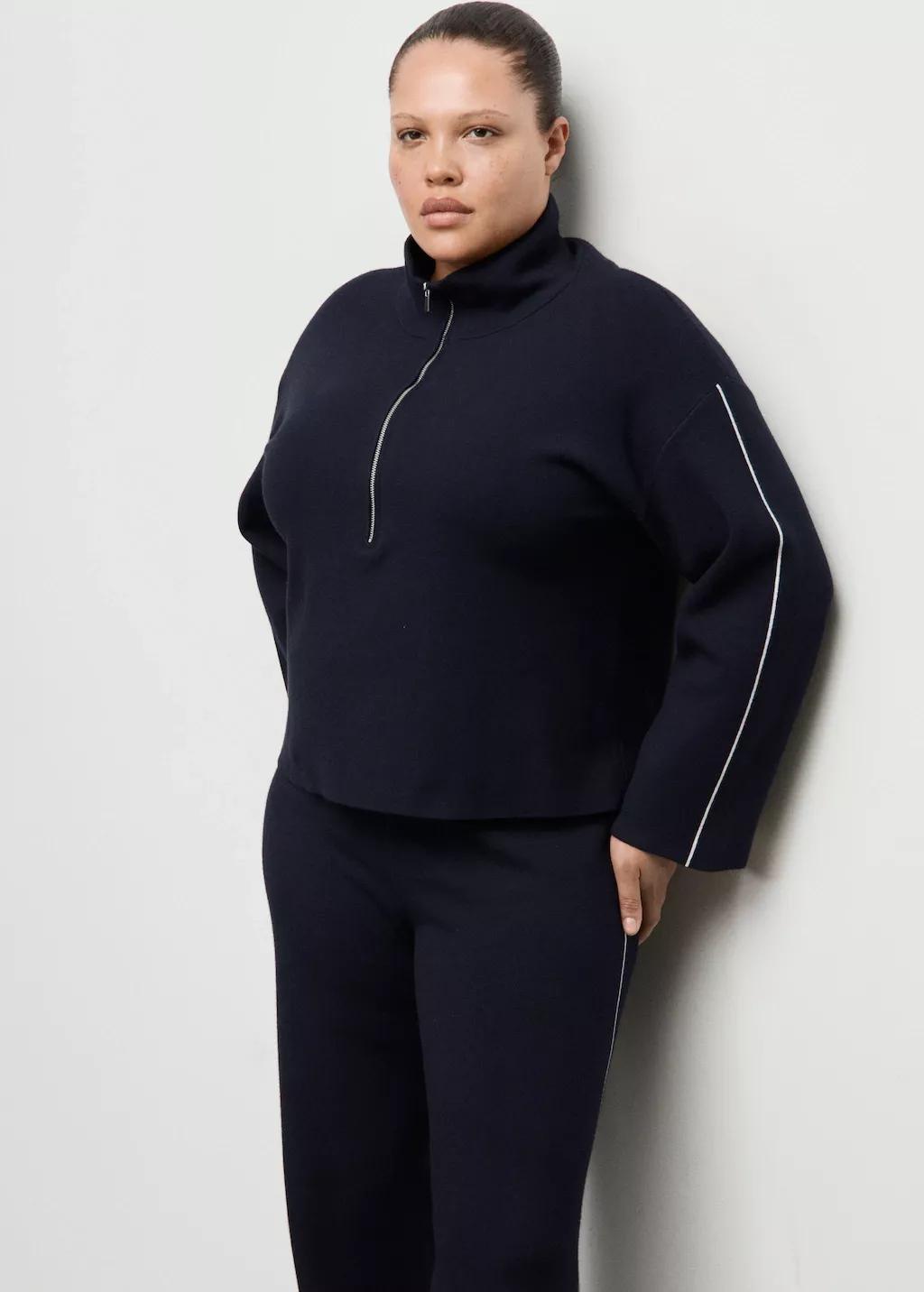 Navy Contrast Stripe Straight Trousers, Navy, large image number 6