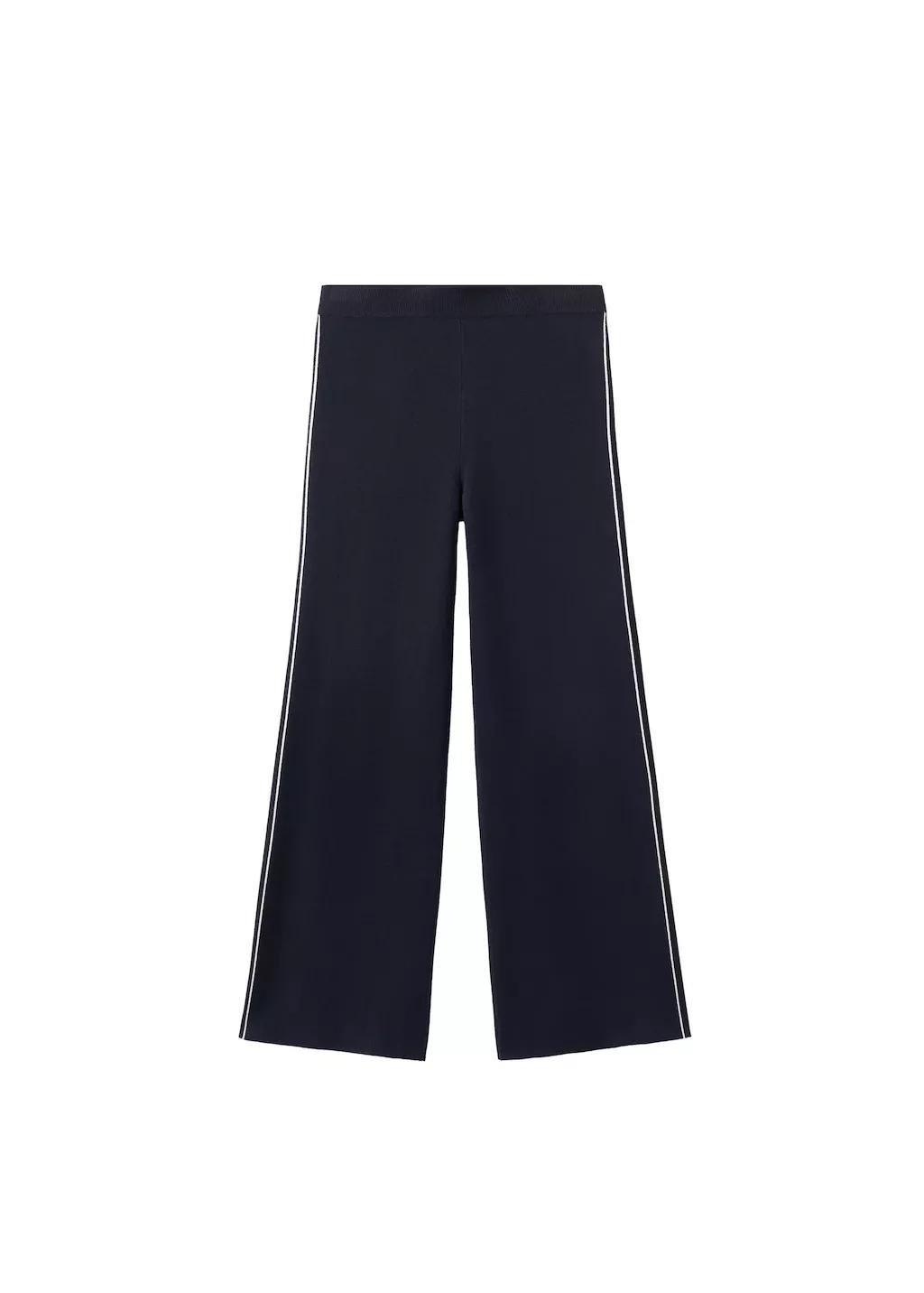 Navy Contrast Stripe Straight Trousers, Navy, large image number 7