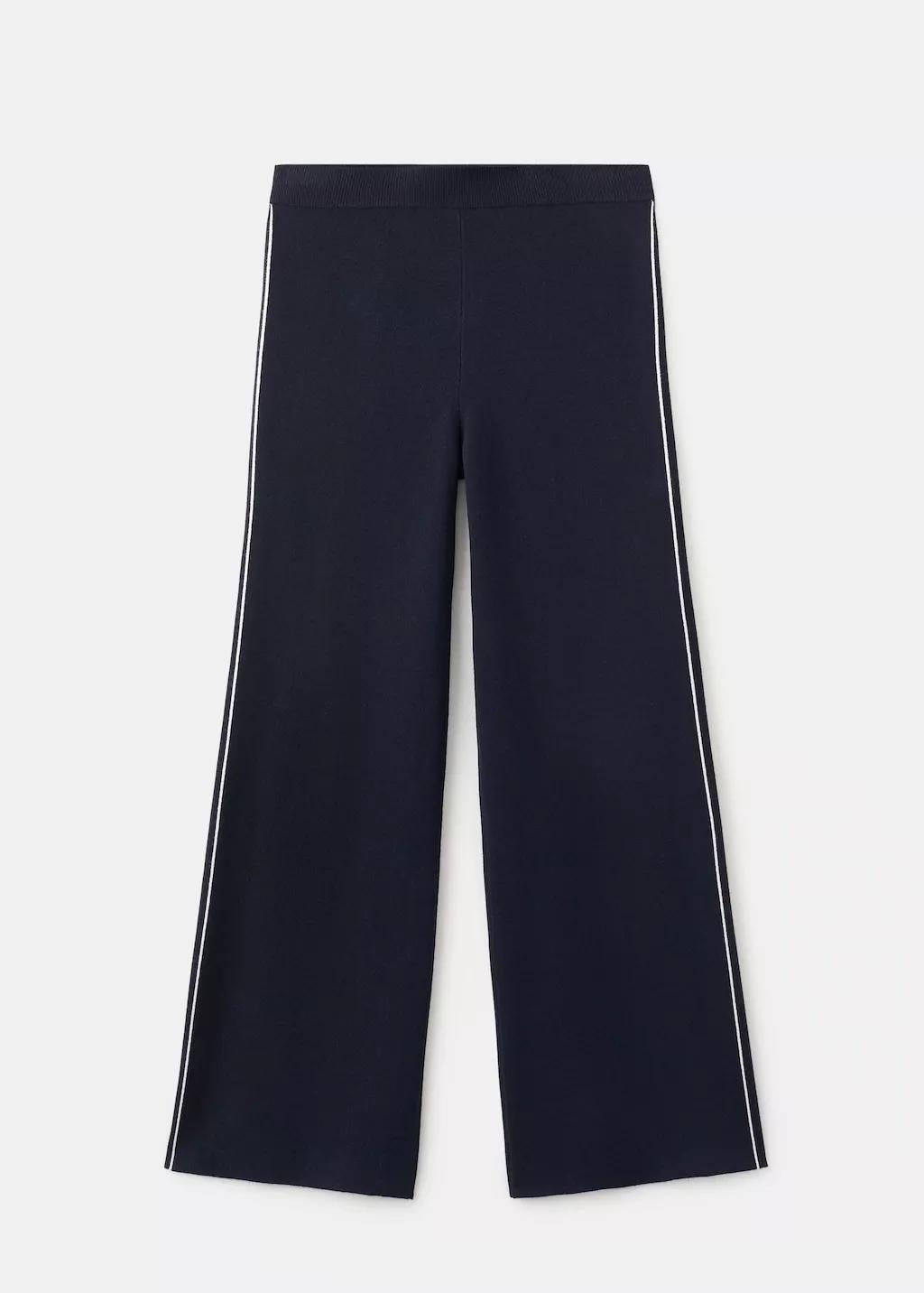 Navy Contrast Stripe Straight Trousers, Navy, large image number 8