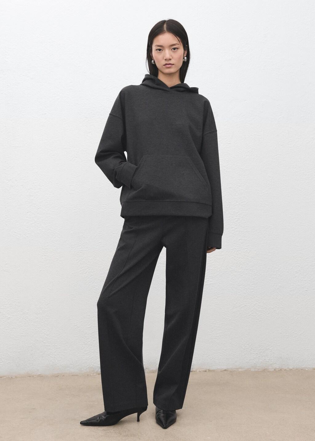 Grey Speckled Knitted Sweatshirt With Hood, 0201_94, large image number 0