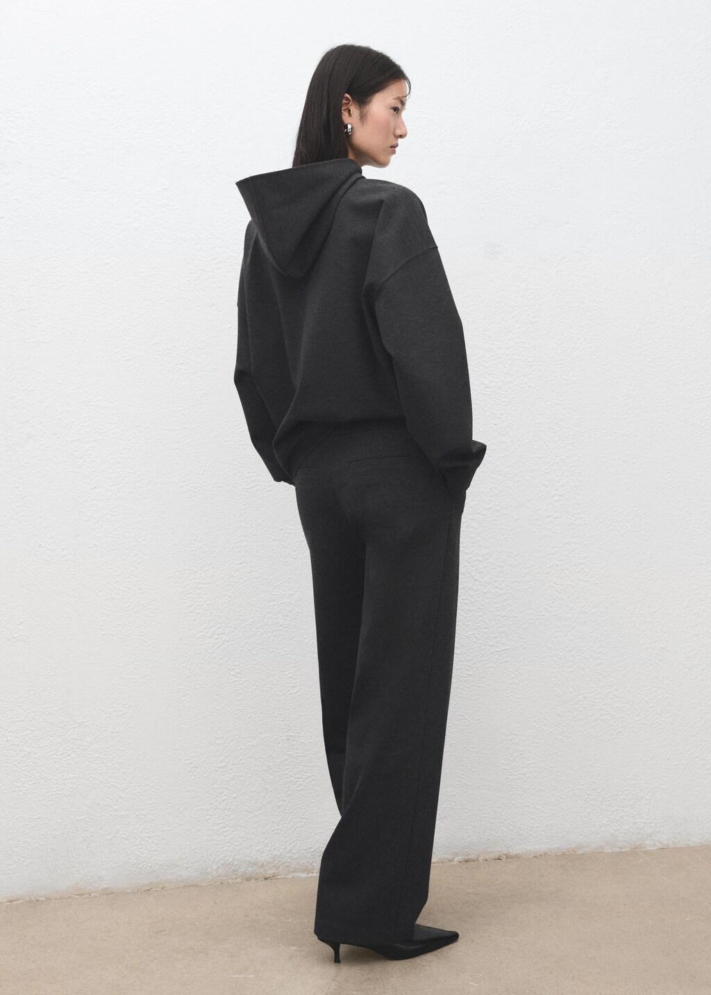 Grey Speckled Knitted Sweatshirt With Hood, 0201_94, medium