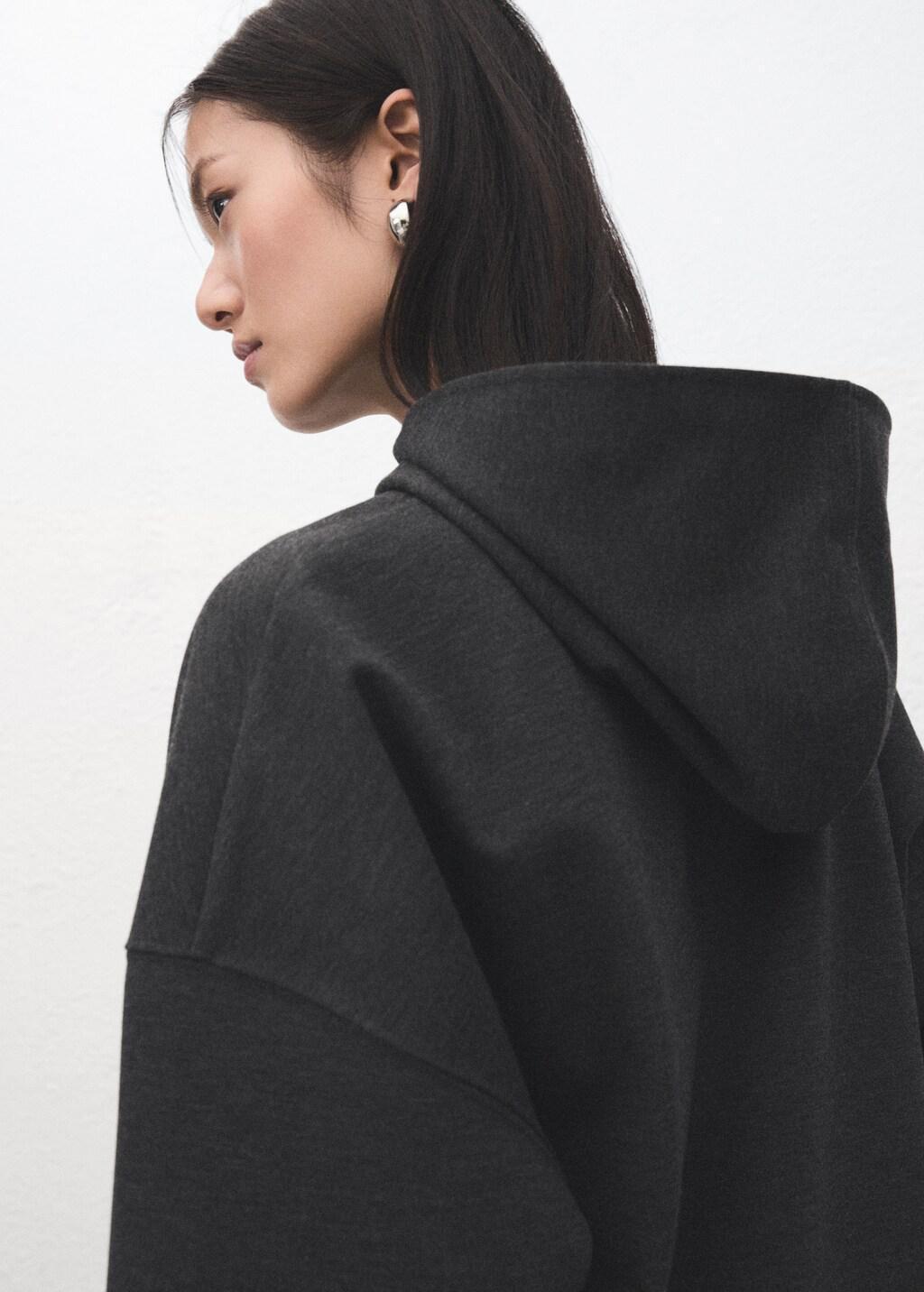 Grey Speckled Knitted Sweatshirt With Hood, 0201_94, large image number 4