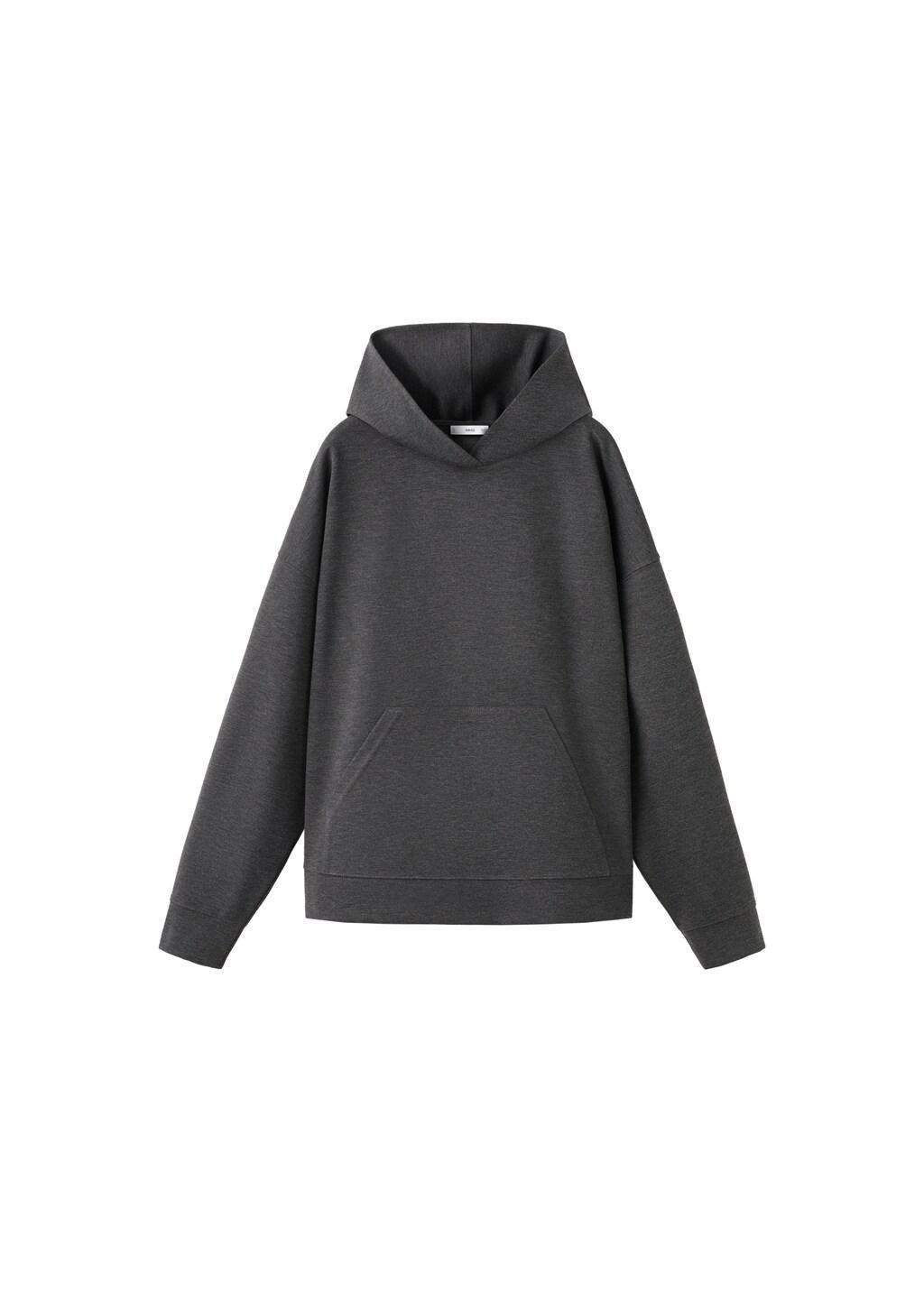 Grey Speckled Knitted Sweatshirt With Hood, 0201_94, large image number 6