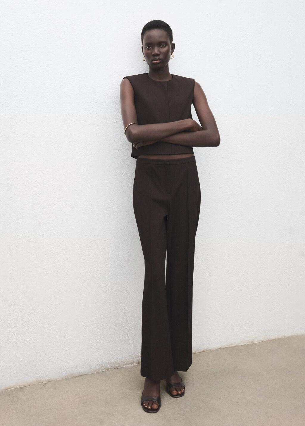 Grey Wool-Blend Crop Top, Grey, medium