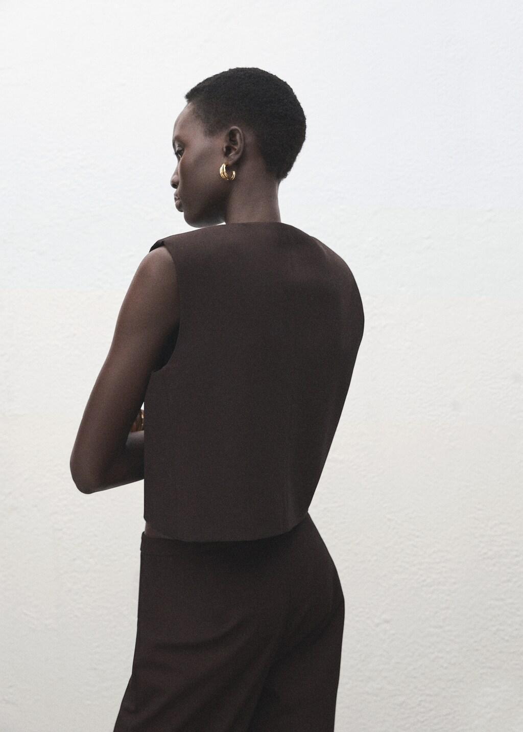 Grey Wool-Blend Crop Top, Grey, large image number 2