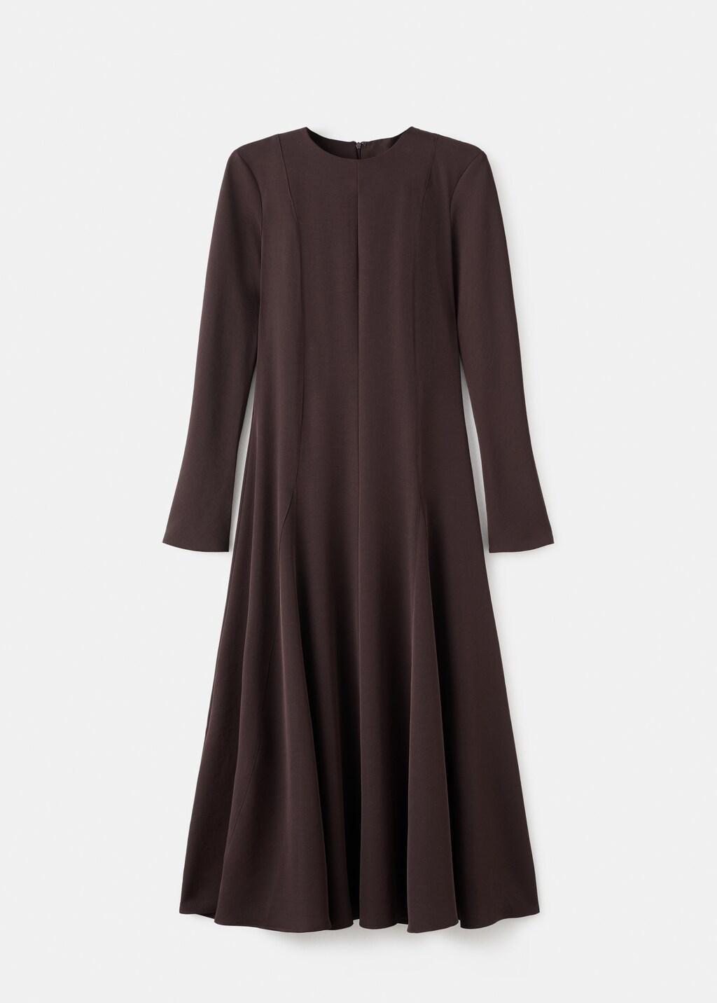 Brown A-Line Dress With Godets, 0201_32, large image number 8