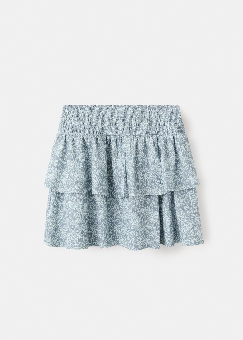 Blue Printed Ruffle Skirt, Kids Girls, Medium Blue, large image number 1