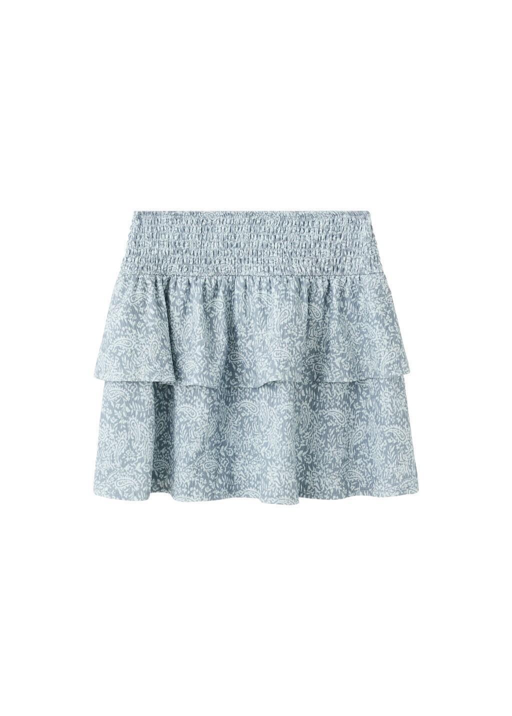 Blue Printed Ruffle Skirt, Kids Girls, Medium Blue, large image number 3