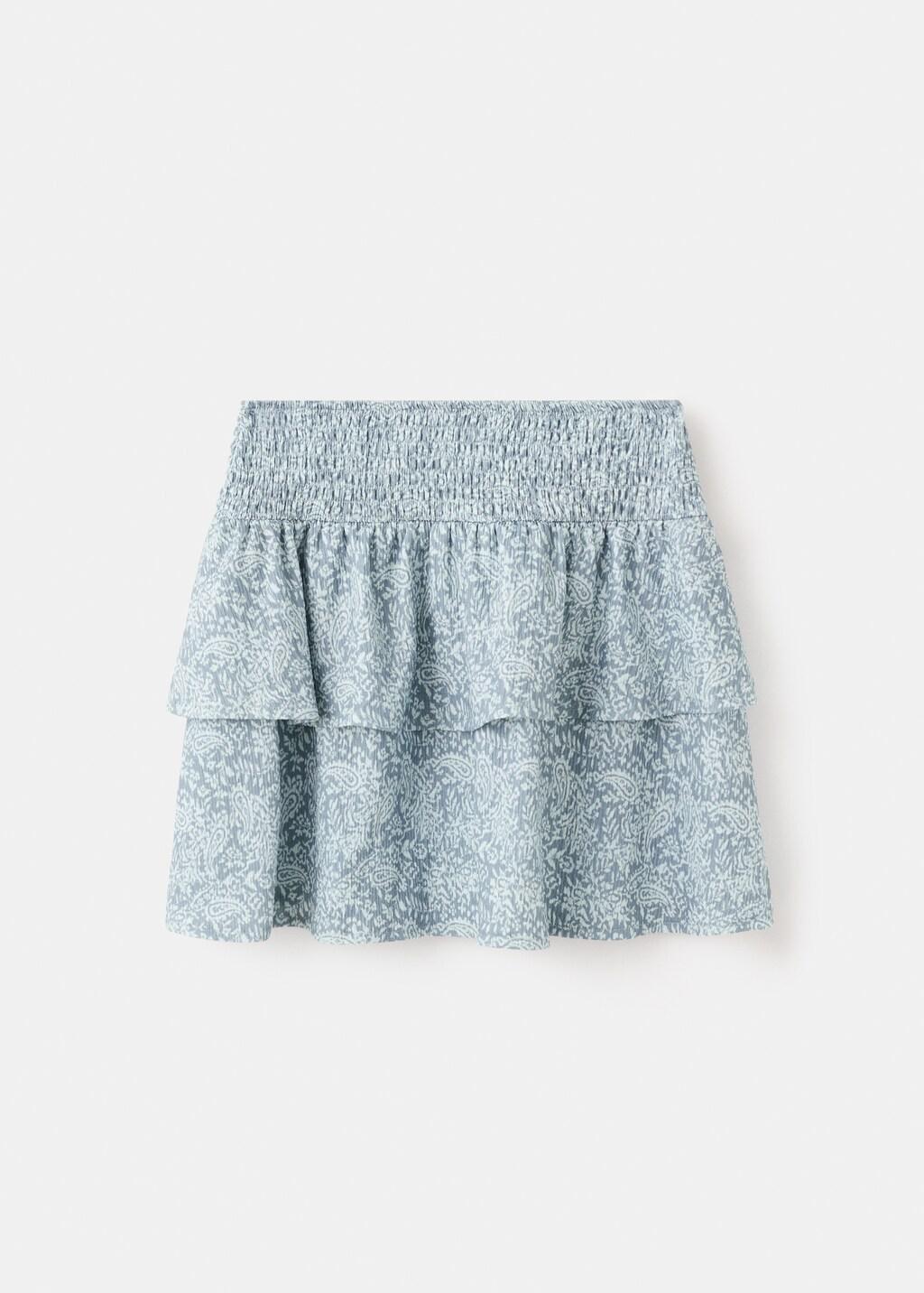 Blue Printed Ruffle Skirt, Kids Girls, Medium Blue, large image number 4
