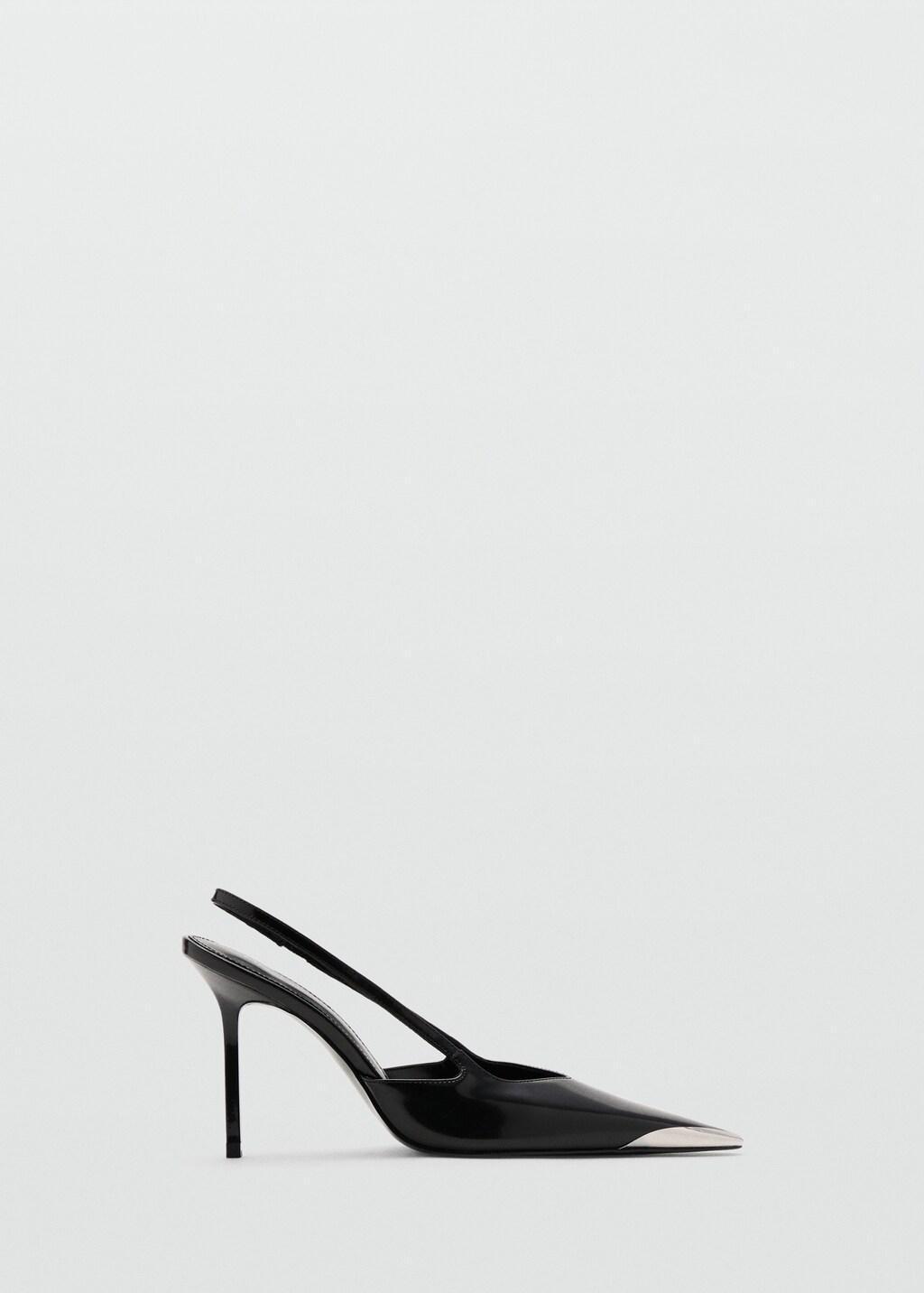 Black Leather High-Heeled Shoes With Metal Toe Cap, Black, large image number 9