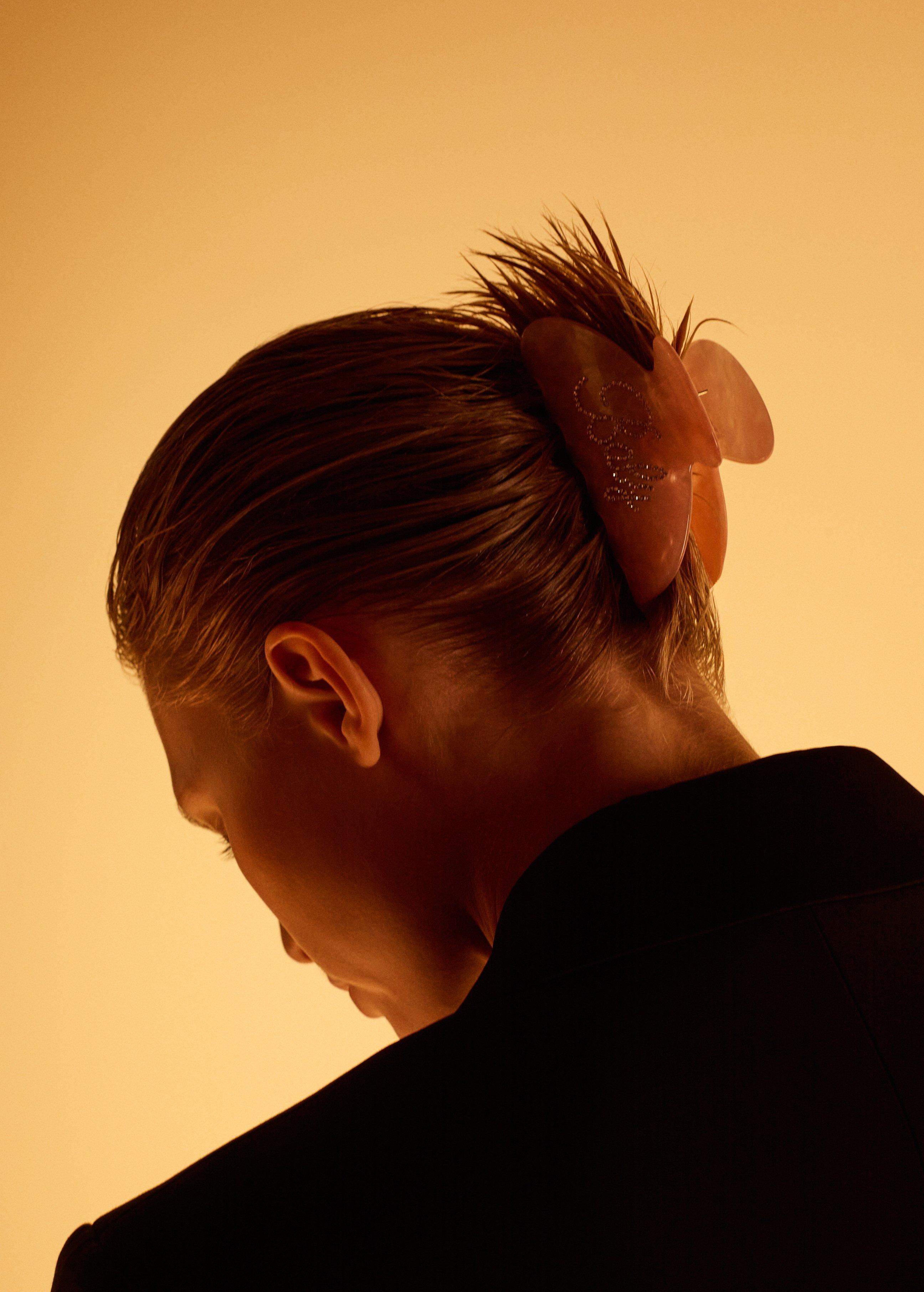 Pink Pearlescent-Effect Hair Clip With Crystals, Pink, large image number 0