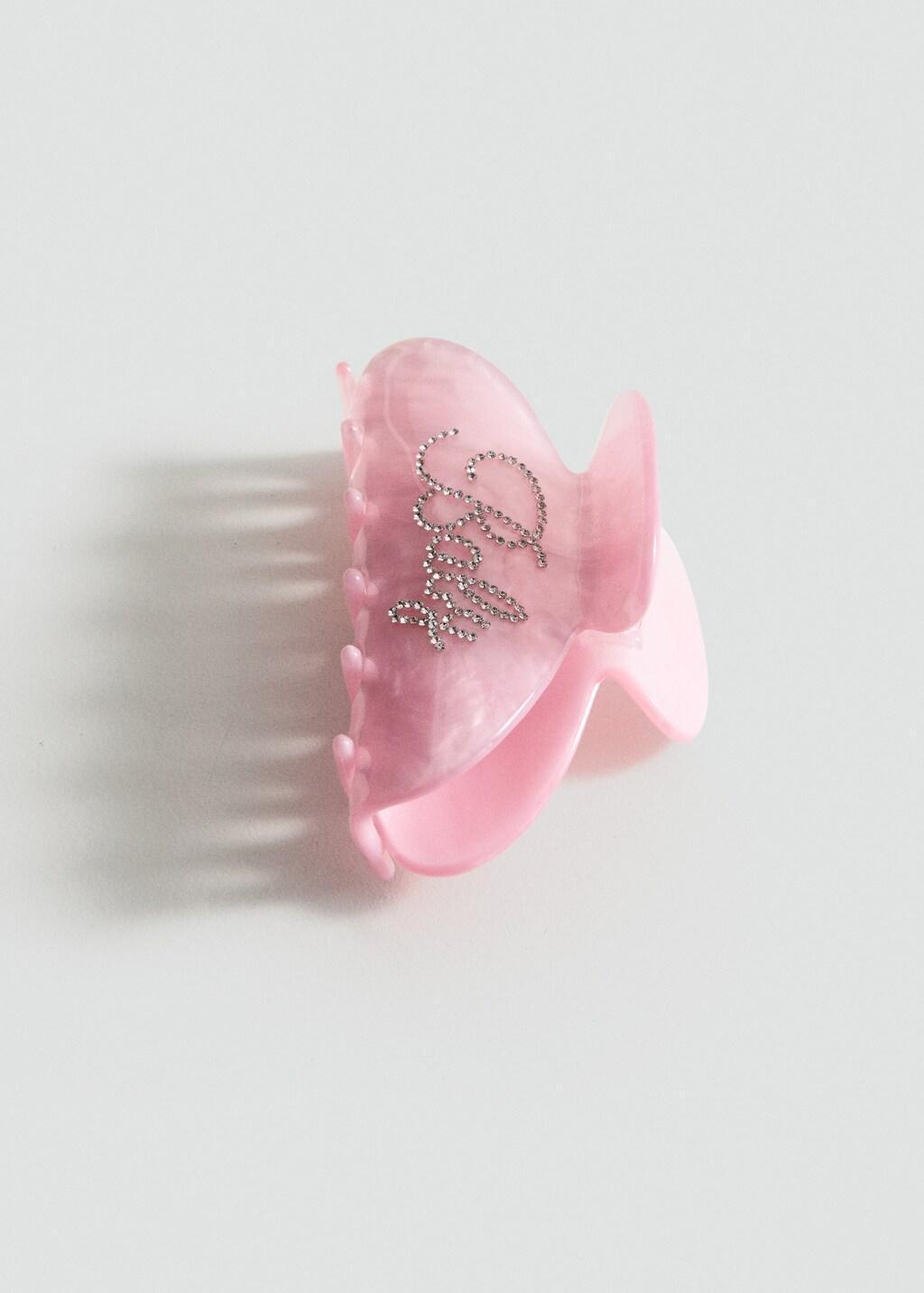 Pink Pearlescent-Effect Hair Clip With Crystals, Pink, large image number 4