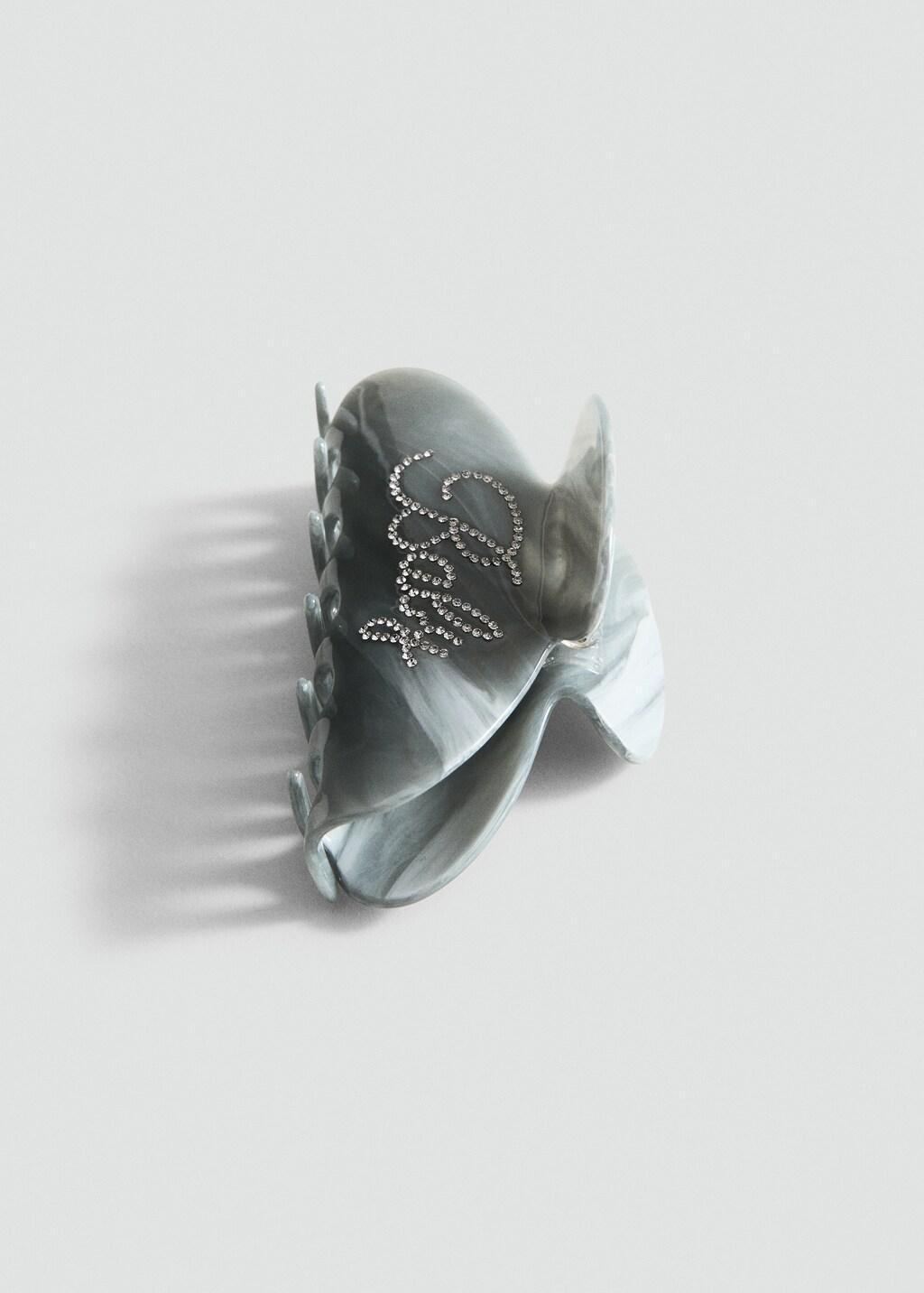 Grey Pearlescent-Effect Hair Clip With Crystals, Grey, large image number 5
