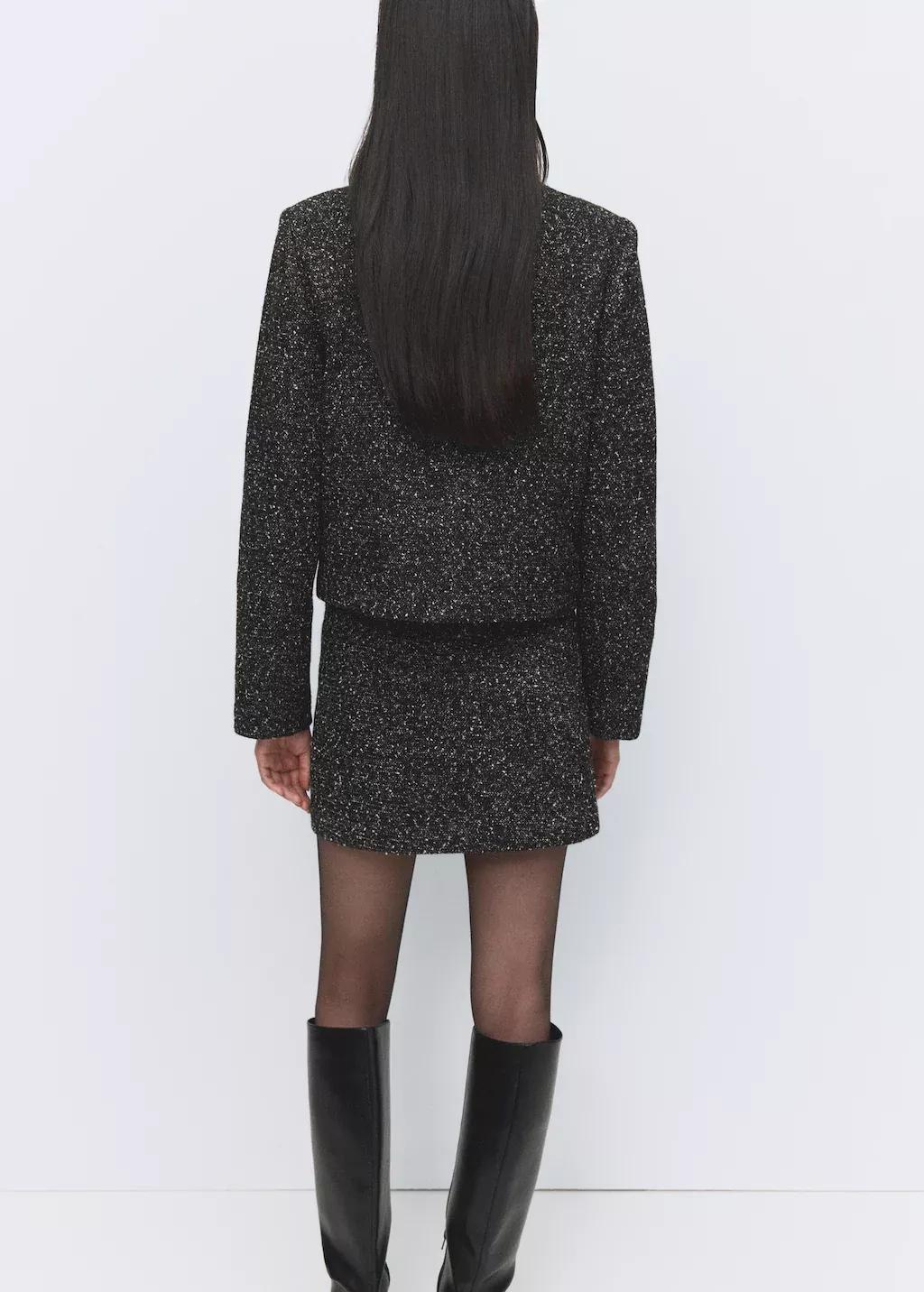 Black Flecked Cotton-Blend Jacket, Black, large image number 2