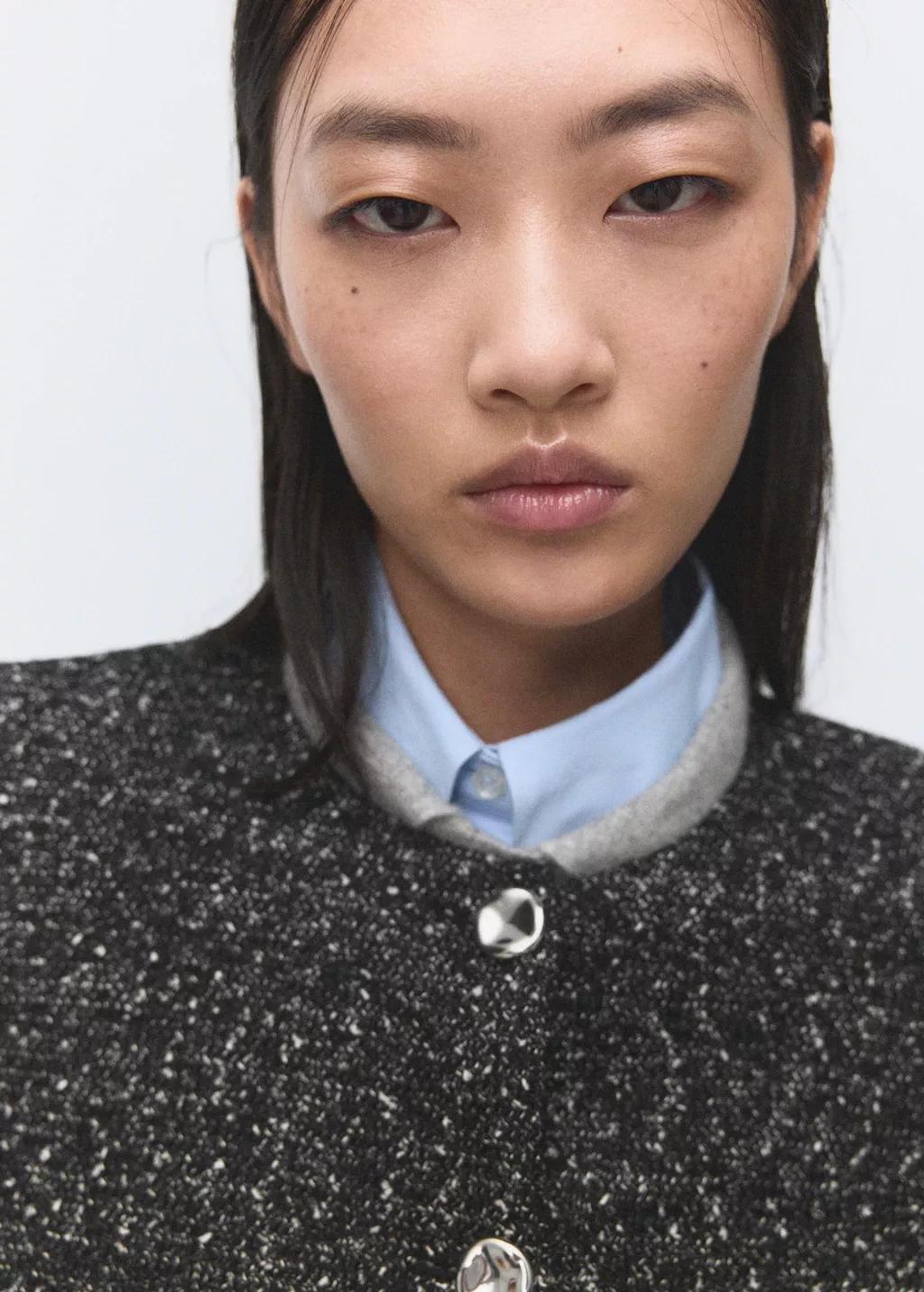 Black Flecked Cotton-Blend Jacket, Black, large image number 4