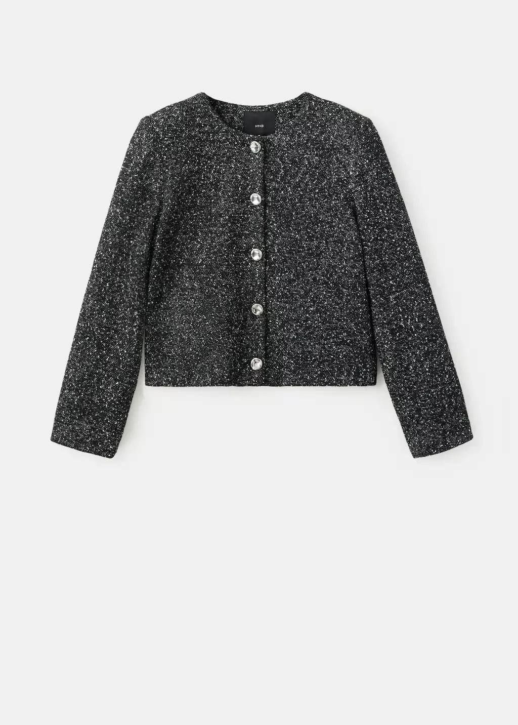 Black Flecked Cotton-Blend Jacket, Black, large image number 7