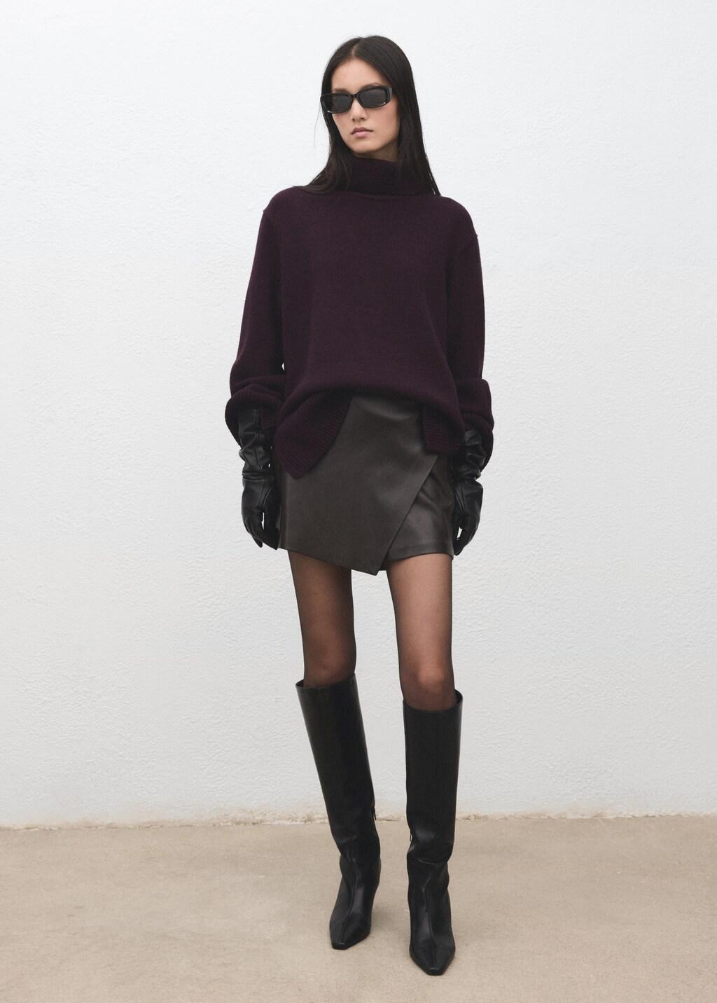 Brown Faux-Leather Culottes, 0201_32, large image number 0