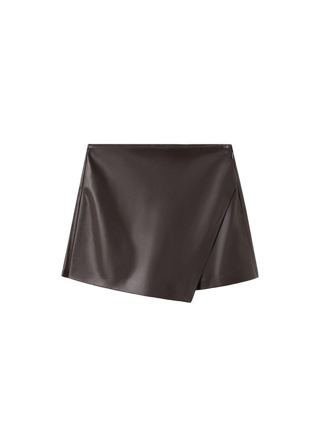 Brown Faux-Leather Culottes, 0201_32, large image number 5