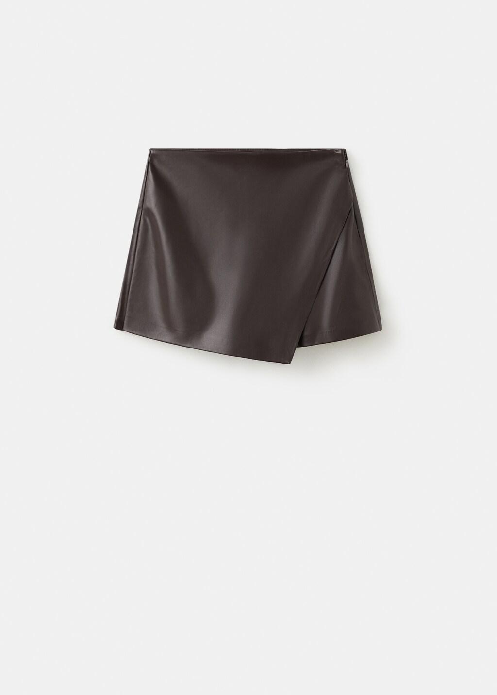 Brown Faux-Leather Culottes, 0201_32, large image number 6