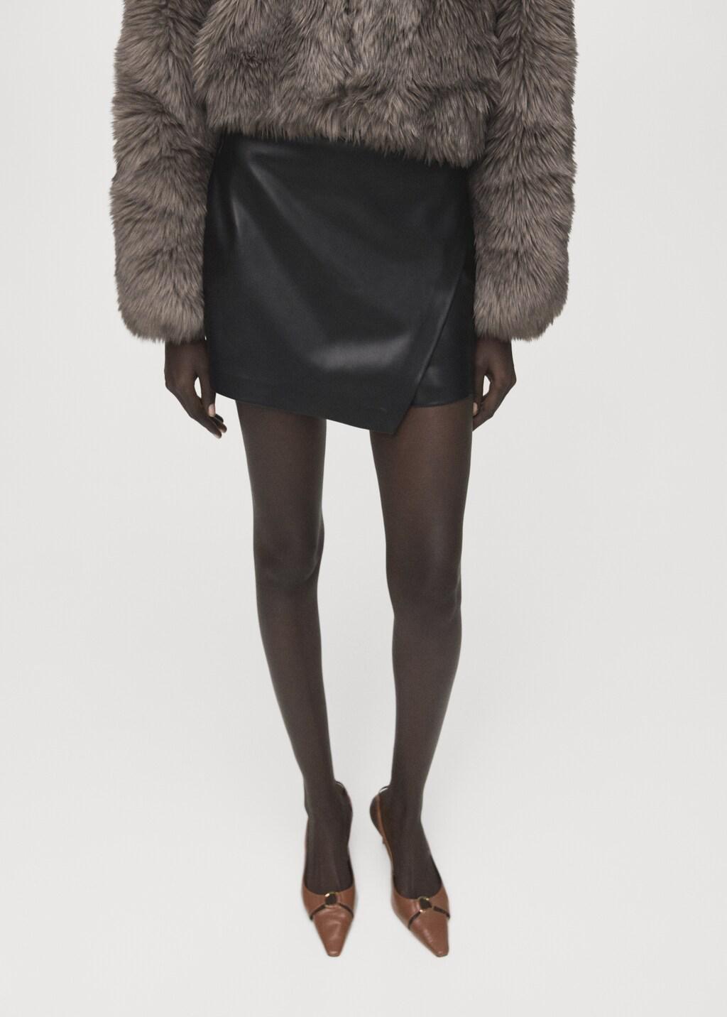 Black Faux-Leather Culottes, 0201_99, large image number 3