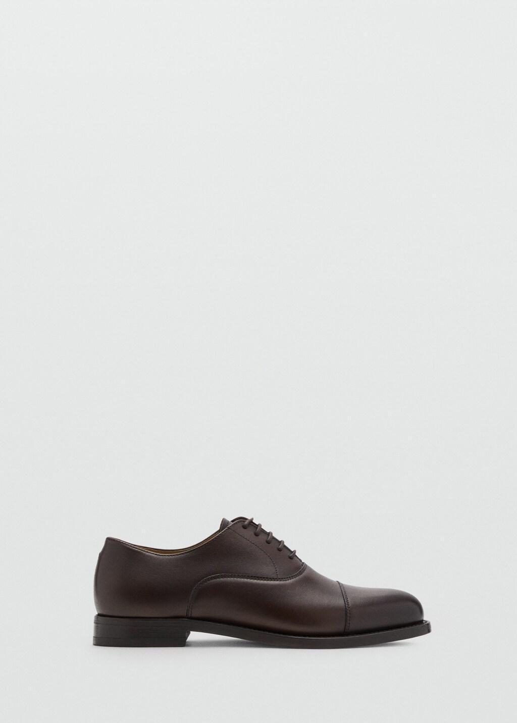 Brown Oxford Style Leather Shoe, Brown, large image number 3