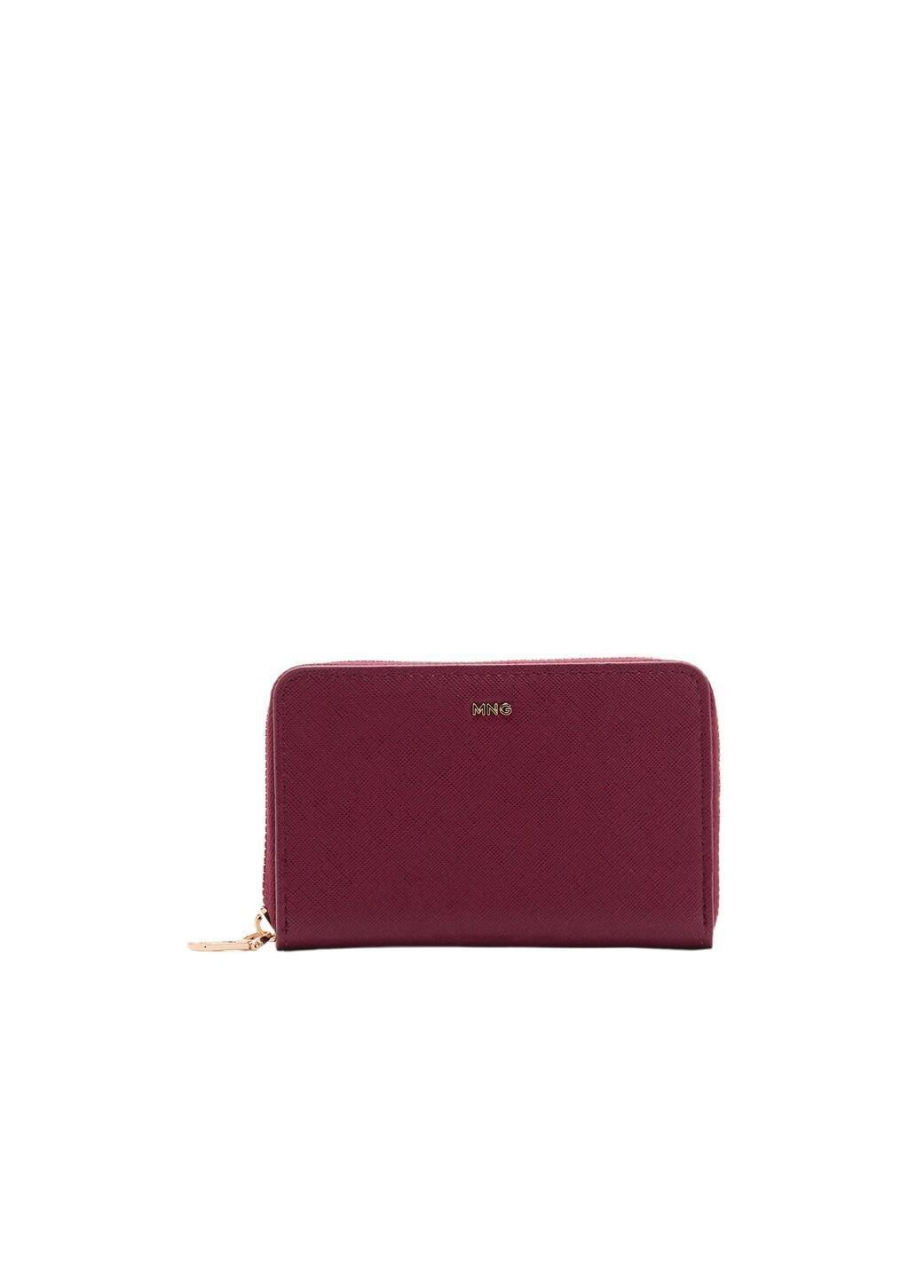 Burgundy Saffiano-Effect Wallet, Dark Red, medium