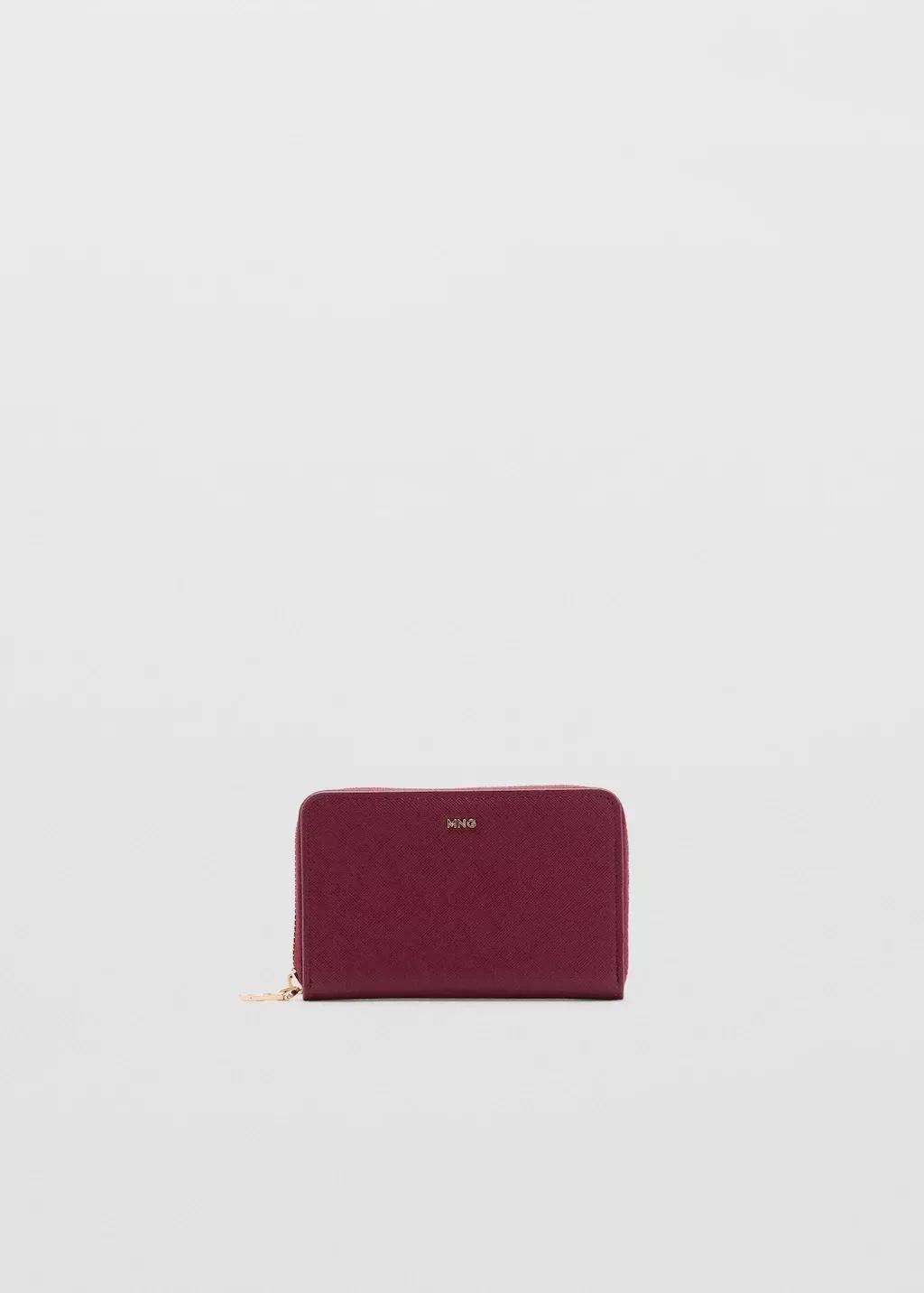 Burgundy Saffiano-Effect Wallet, Dark Red, large image number 3