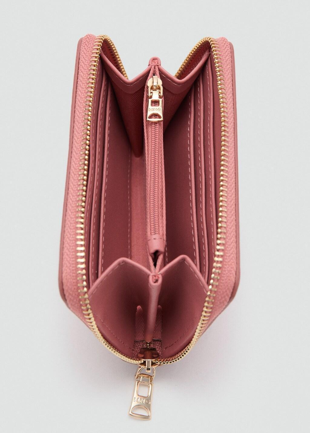 Pink Saffiano-Effect Wallet, Pink, medium