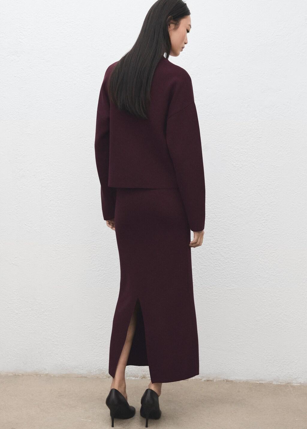 Red Knit Pencil Skirt, Dark Red, large image number 2