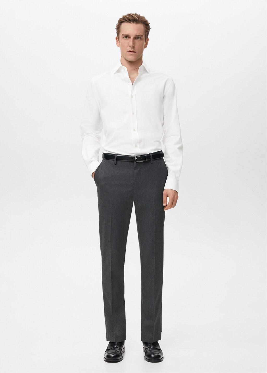 White Cotton Slim-Fit Shirt, White, large image number 0