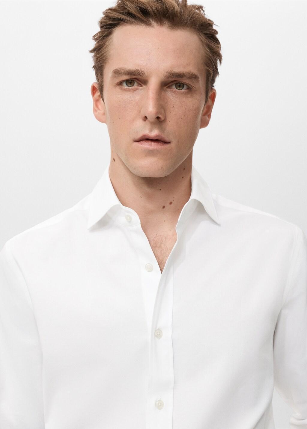White Cotton Slim-Fit Shirt, White, large image number 4