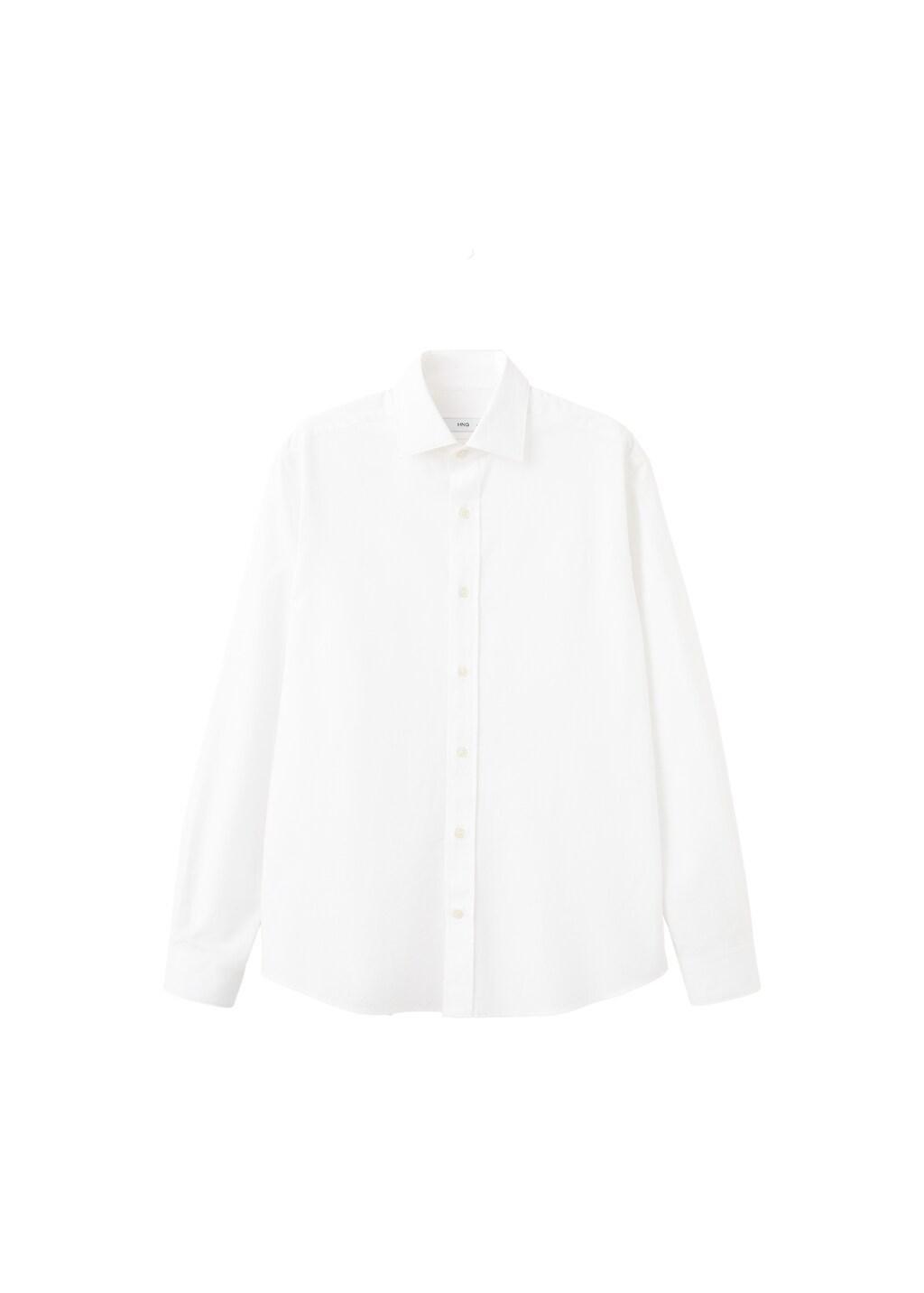 White Cotton Slim-Fit Shirt, White, large image number 6