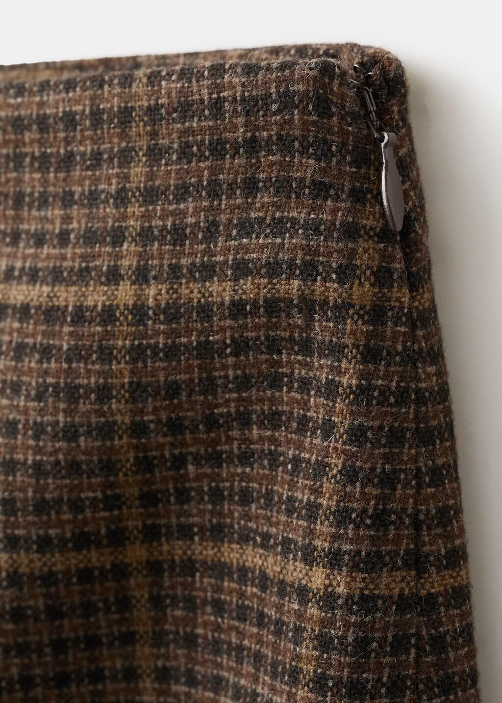 Brown Wool-Blend Check Midi-Skirt, Brown, large image number 1