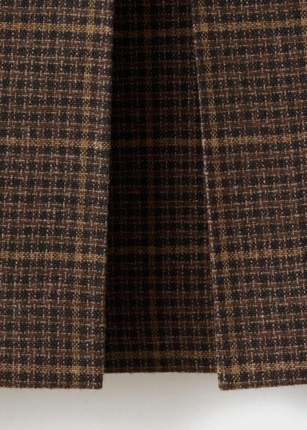 Brown Wool-Blend Check Midi-Skirt, Brown, large image number 4