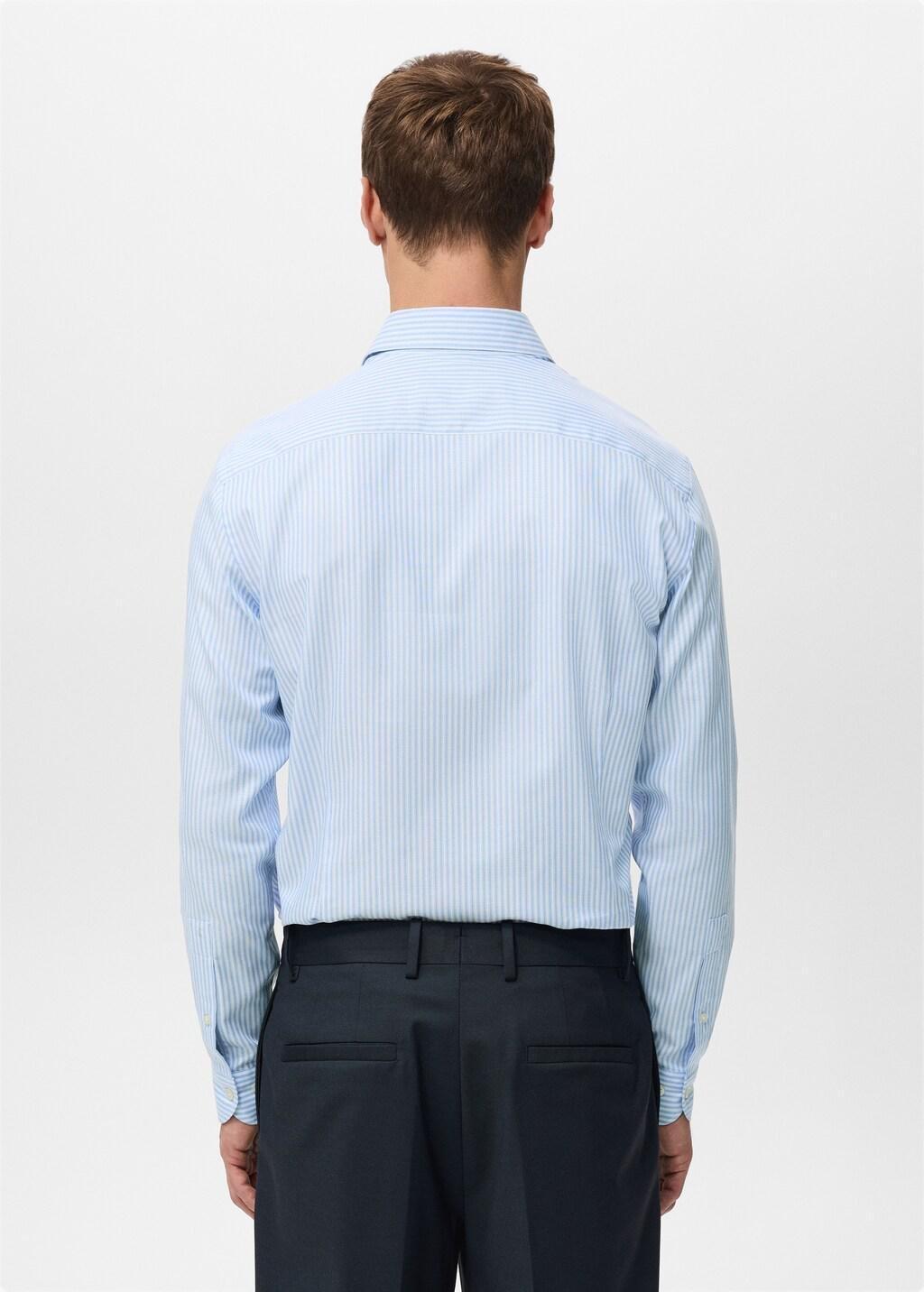 Blue Cotton Slim-Fit Striped Shirt, Light-Pastel Blue, large image number 2